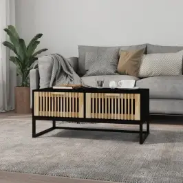 Kafijas Galdiņš, 80X40X35 Cm, Inženierijas Koks, Dzelzs, Melns Vidaxl