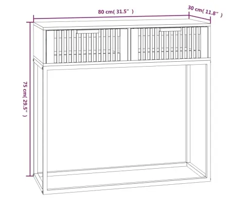 Konsoles Galdiņš, Melns, 80X30X75 Cm, Inženierijas Koks, Dzelzs Vidaxl
