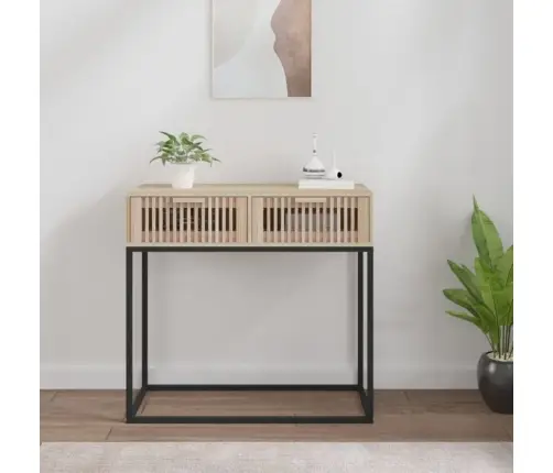 Konsoollaud, 80 X 30 X 75 cm Tehispuit Ja Raud Konsoollaud, 80 X 30 X 75 cm Tehispuit Ja Raud