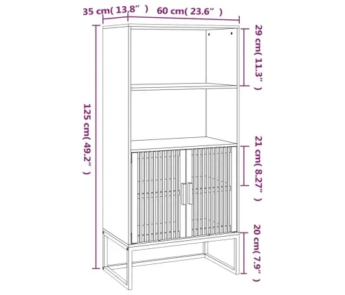 Kõrge Kapp, Valge, 60 X 35 X 125 cm Tehispuit