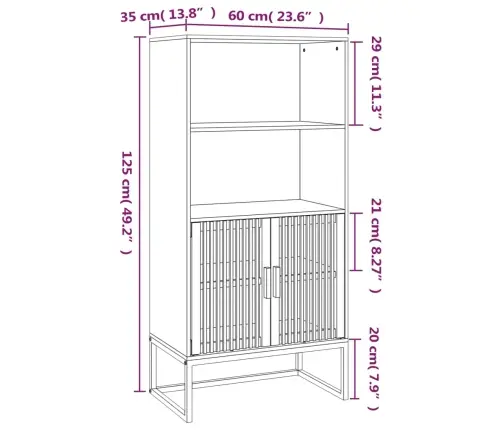 Kõrge Kapp, 60X35X125 cm Tehispuit
