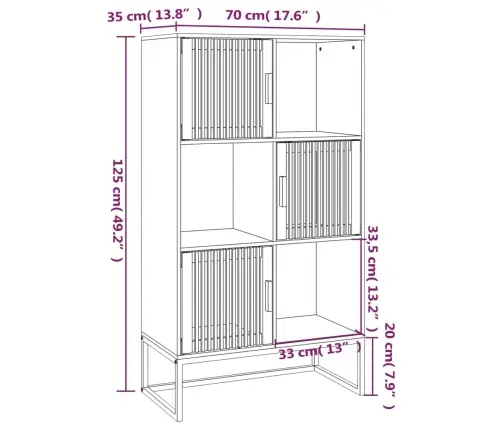 Augstais Skapītis, Melns, 70X35X125 Cm, Inženierijas Koks Vidaxl