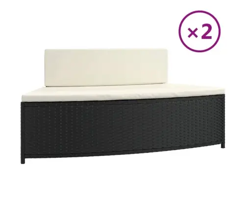 Spa Soliņi Ar Spilveniem, 2 Gab., Melna Pe Rotangpalma Vidaxl