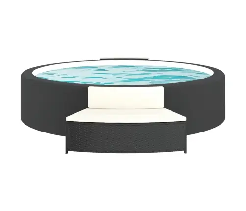 Spa Soliņi Ar Spilveniem, 2 Gab., Melna Pe Rotangpalma Vidaxl