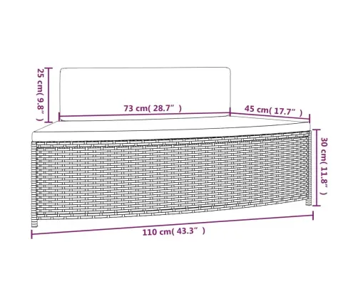 Spa Soliņi Ar Spilveniem, 2 Gab., Melna Pe Rotangpalma Vidaxl