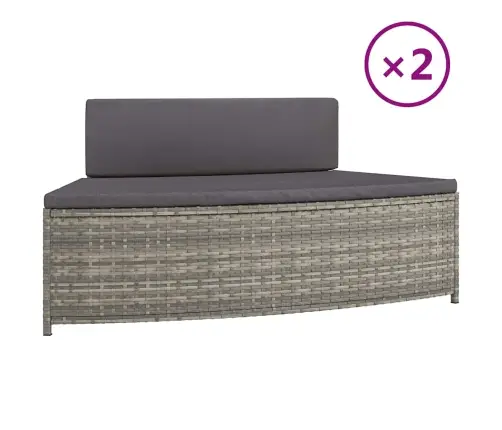 Spa Soliņi Ar Spilveniem, 2 Gab., Pelēka Pe Rotangpalma Vidaxl