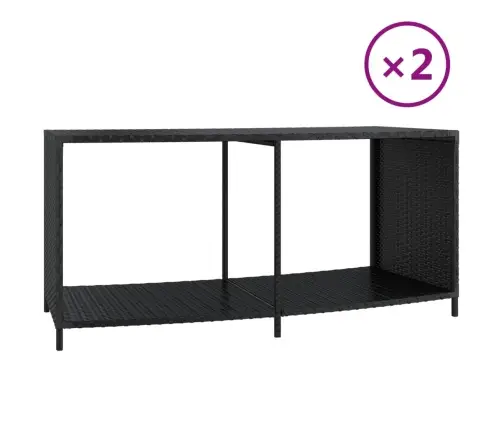 Plaukti, 2 Gab., Melna Pe Rotangpalma Vidaxl