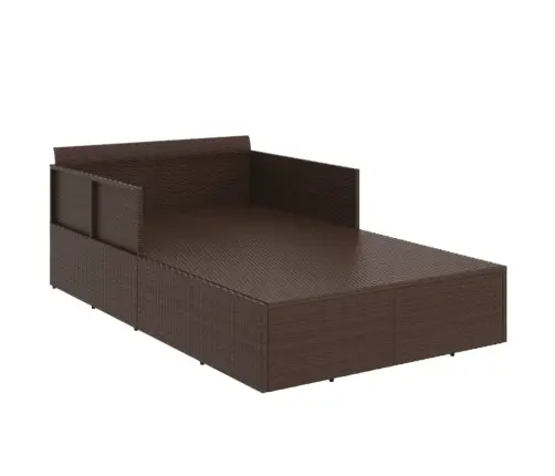 Sauļošanās Gulta, 182X118X63 Cm, Pe Rotangpalma, Brūna Vidaxl