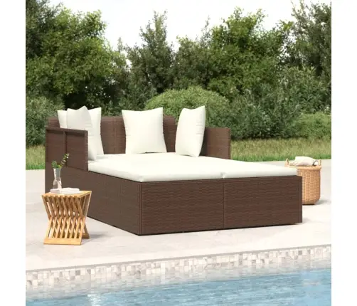 Sauļošanās Gulta, 182X118X63 Cm, Pe Rotangpalma, Brūna Vidaxl