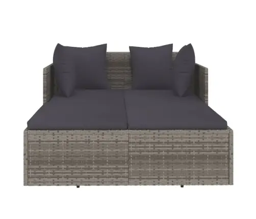 Sauļošanās Gulta, 182X118X63 Cm, Pe Rotangpalma, Pelēka Vidaxl