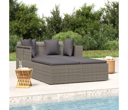 Sauļošanās Gulta, 182X118X63 Cm, Pe Rotangpalma, Pelēka Vidaxl