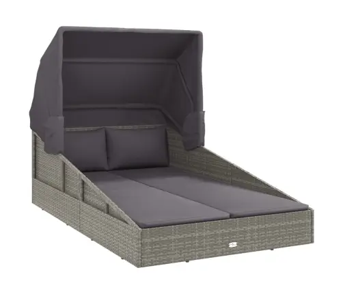 Sauļošanās Gulta Ar Jumtu, 200X114X128 Cm, Pe Rotangpalma Vidaxl