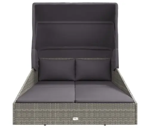 Sauļošanās Gulta Ar Jumtu, 200X114X128 Cm, Pe Rotangpalma Vidaxl