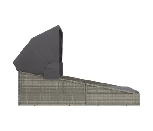 Sauļošanās Gulta Ar Jumtu, 200X114X128 Cm, Pe Rotangpalma Vidaxl