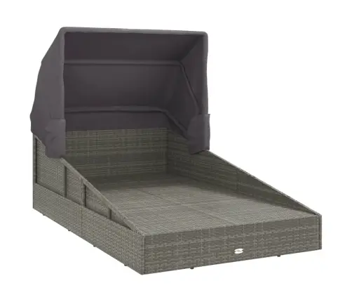 Sauļošanās Gulta Ar Jumtu, 200X114X128 Cm, Pe Rotangpalma Vidaxl