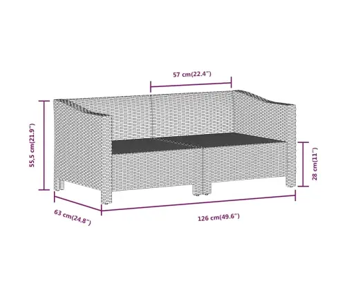 2-Daļīgs Dārza Atpūtas Mēbeļu Komplekts Ar Matračiem, Pelēks Pe Vidaxl