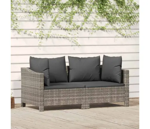 2-Daļīgs Dārza Atpūtas Mēbeļu Komplekts Ar Matračiem, Pelēks Pe Vidaxl