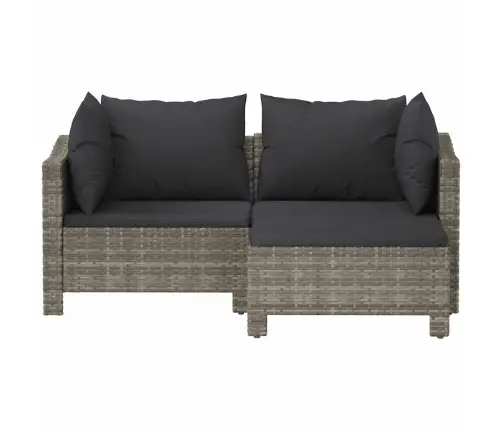 3-Osaline Aiamööbli Komplekt Patjadega, Hall, Polürotang