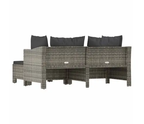 3-Osaline Aiamööbli Komplekt Patjadega, Hall, Polürotang