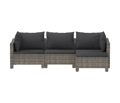 Sodo Komplektas Su Pagalvėlėmis, 4 Dalių, Pilkas, Poliratanas