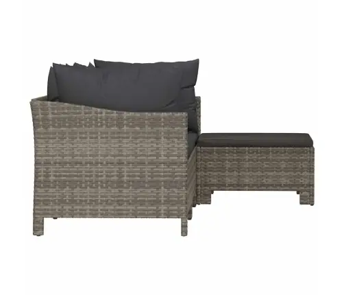 Sodo Komplektas Su Pagalvėlėmis, 4 Dalių, Pilkas, Poliratanas