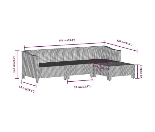 Sodo Komplektas Su Pagalvėlėmis, 4 Dalių, Pilkas, Poliratanas