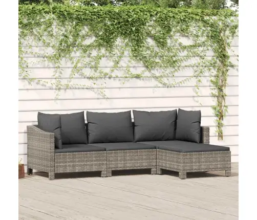 Sodo Komplektas Su Pagalvėlėmis, 4 Dalių, Pilkas, Poliratanas