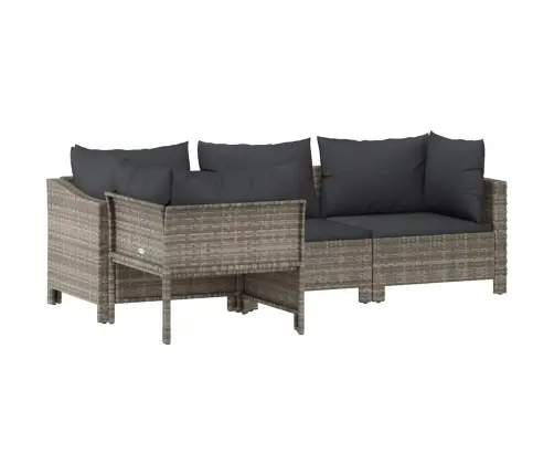 4-Osaline Aiamööblikomplekt Patjadega, Hall Polürotang