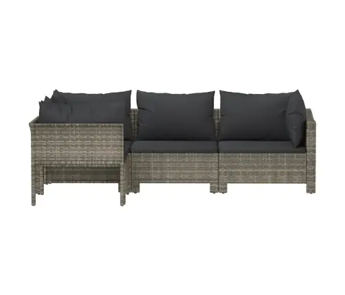 4-Osaline Aiamööblikomplekt Patjadega, Hall Polürotang