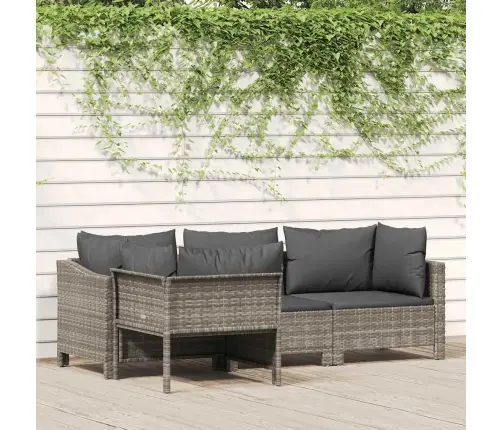 4-Osaline Aiamööblikomplekt Patjadega, Hall Polürotang