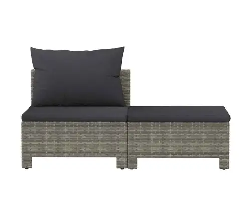 Kaheosaline Aiamööblikomplekt Patjadega, Hall, Polürotang