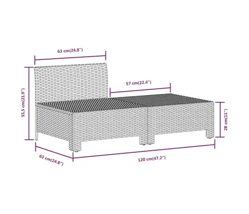 Kaheosaline Aiamööblikomplekt Patjadega, Hall, Polürotang