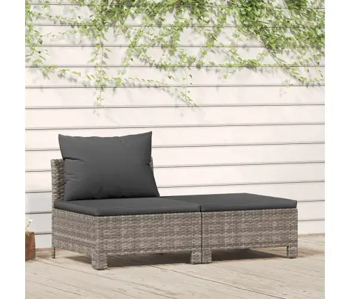 Kaheosaline Aiamööblikomplekt Patjadega, Hall, Polürotang