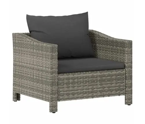 Dārza Atpūtas Krēsls Ar Matraci, Pelēks, Pe Rotangpalma Vidaxl