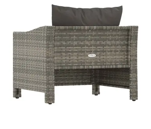 Dārza Atpūtas Krēsls Ar Matraci, Pelēks, Pe Rotangpalma Vidaxl