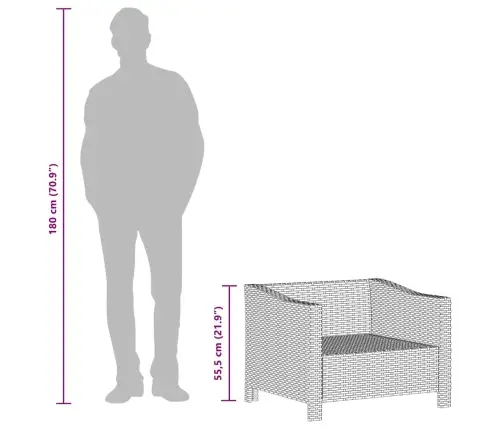 Dārza Atpūtas Krēsls Ar Matraci, Pelēks, Pe Rotangpalma Vidaxl