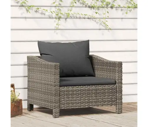 Dārza Atpūtas Krēsls Ar Matraci, Pelēks, Pe Rotangpalma Vidaxl