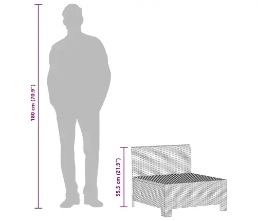 Vidējais Dārza Dīvāns, Spilveni, Pelēka Pe Rotangpalma Vidaxl