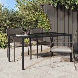 Dārza Ēdamais Galds Melna 150 X 90 X 75 Cm Poliūtu Rotangpalma Vidaxl