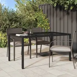 Dārza Ēdamais Galds Melna 150 X 90 X 75 Cm Poliūtu Rotangpalma Vidaxl