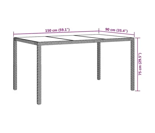 Aia Toitlustamis Laua Must 150 X 90 X 75 Cm Polürotang