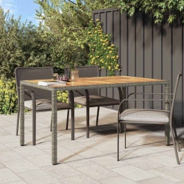 Dārza Ēdamais Galds Pelēka 150 X 90 X 75 Cm Poliūtu Rotangpalma Vidaxl