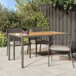 Dārza Ēdamais Galds Pelēka 150 X 90 X 75 Cm Poliūtu Rotangpalma Vidaxl