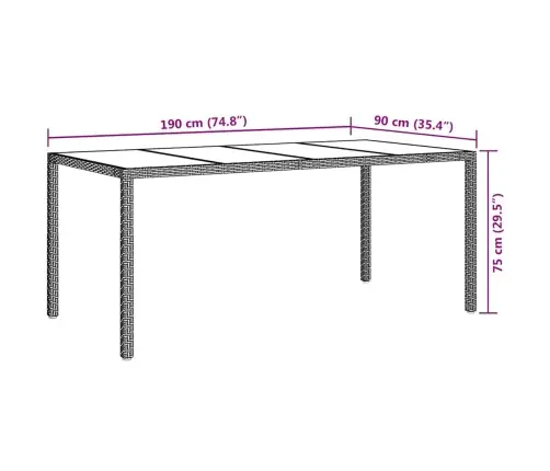 Dārza Ēdamais Galds Bēša 190 X 90 X 75 Cm Poliūtu Rotangpalma Vidaxl Dārza Ēdamais Galds Bēša 190 X 90 X 75 Cm Poliūtu Rotangpalma Vidaxl