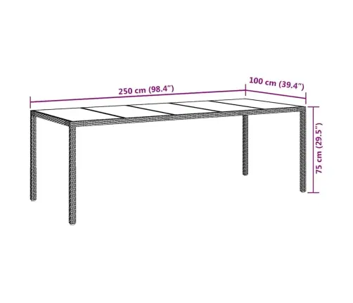 Dārza Ēdamais Galds Pelēka 250 X 100 X 75 Cm Vidaxl