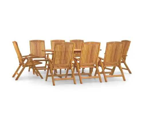 9-Daļīgs Dārza Mēbeļu Komplekts, Masīvs Tīkkoks Vidaxl