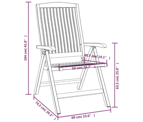 Dārza Krēsli, Atgāžami, 6 Gab., Masīvs Tīkkoks Vidaxl