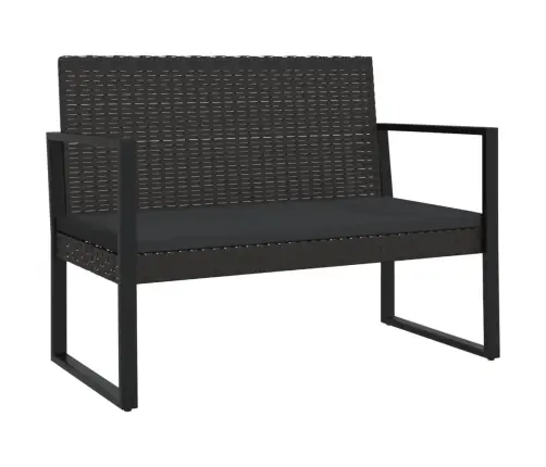 Sodo Suoliukas Su Pagalvėlėmis, Juodas, 106cm Poliratanas