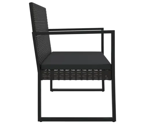 Sodo Suoliukas Su Pagalvėlėmis, Juodas, 106cm Poliratanas