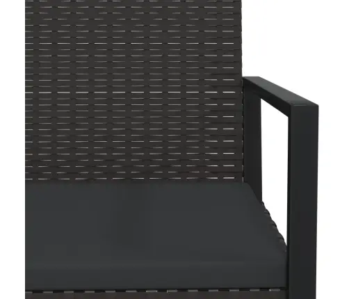 Sodo Suoliukas Su Pagalvėlėmis, Juodas, 106cm Poliratanas